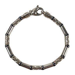 TIFFANY & CO. STERLING SILVER 925 HEMATITE AZTEC ZIG ZAG BRACELET